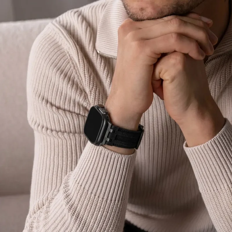 Apple Watch Denim Lederarmband (Schwarz)