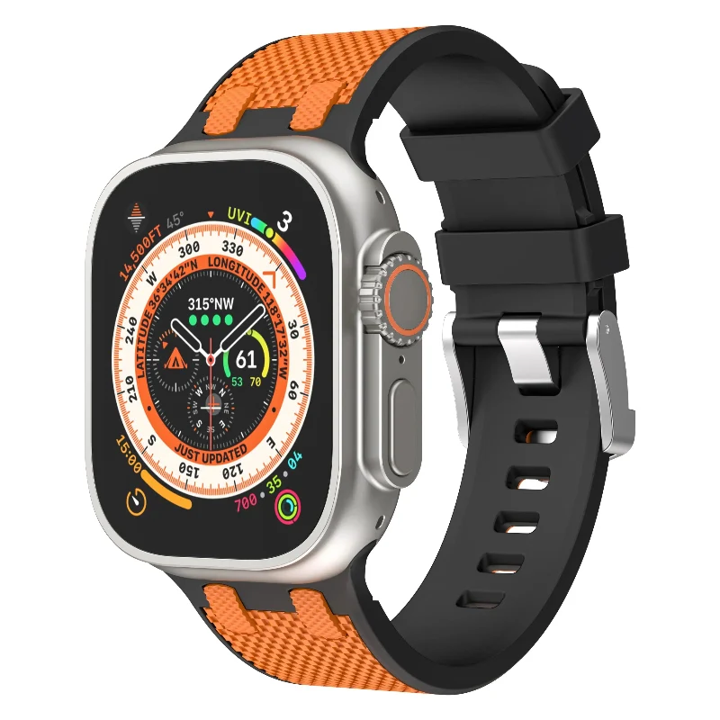 Apple Watch Sport Grain Armband (Schwarz/Orange)