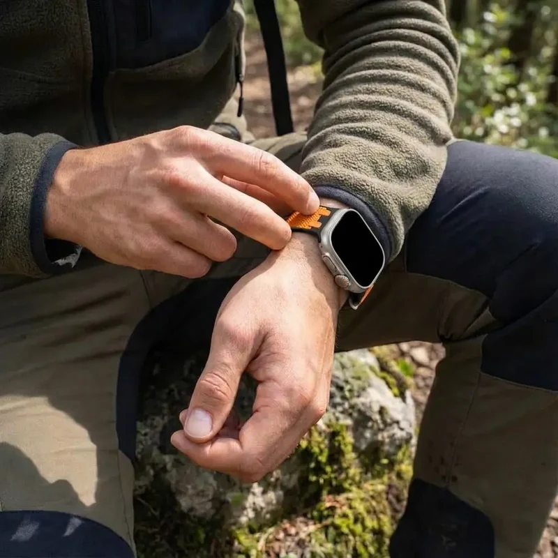 Apple Watch Sport Grain Armband (Schwarz/Orange)