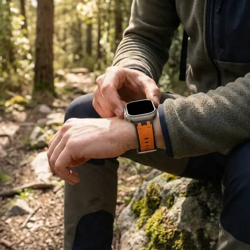 Apple Watch Sport Grain Armband (Schwarz/Orange)