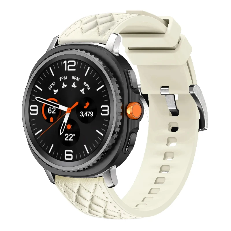 Samsung Galaxy Watch 8 - 44mm Diamond Hybrid Lederarmband (Beige)
