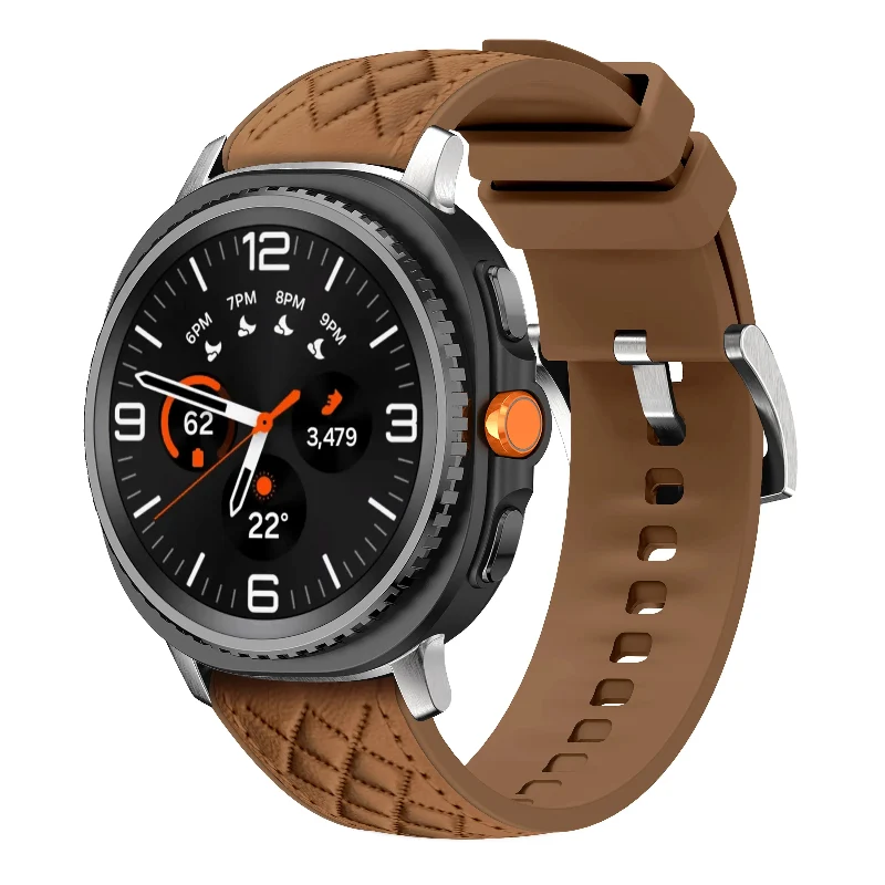 Samsung Galaxy Watch 8 - 44mm Diamond Hybrid Lederarmband (Braun)