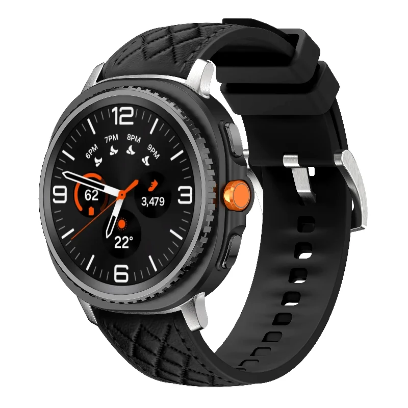 Samsung Galaxy Watch 8 - 44mm Diamond Hybrid Lederarmband (Schwarz)