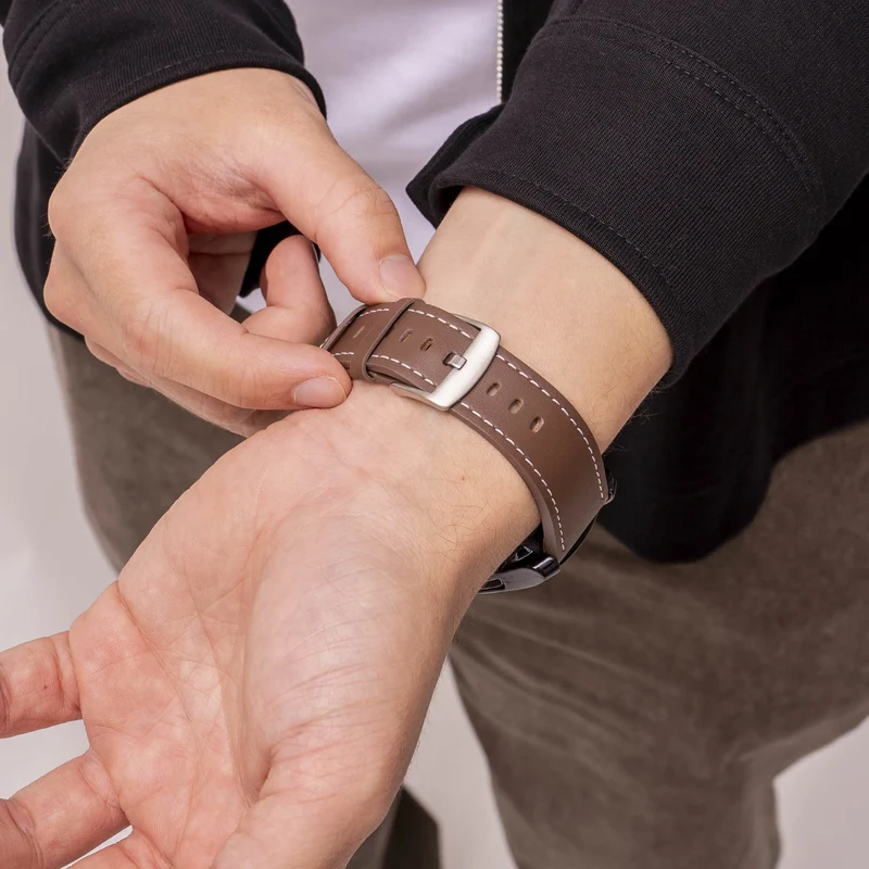OnePlus Watch 4 - 47mm Lederarmband 'One Push' (Dunkelbraun)