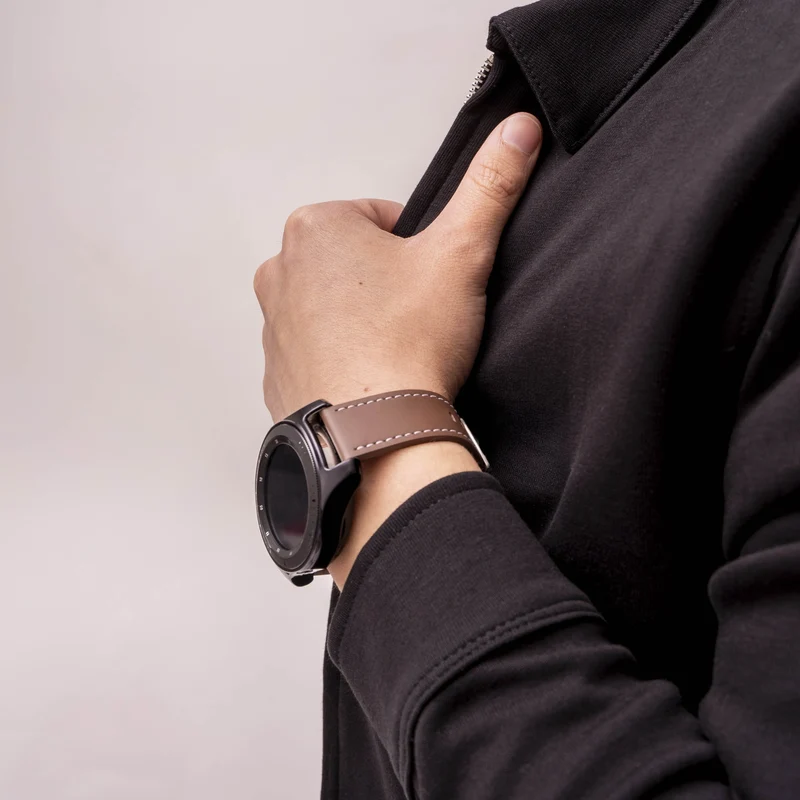 OnePlus Watch 4 - 47mm Lederarmband 'One Push' (Dunkelbraun)