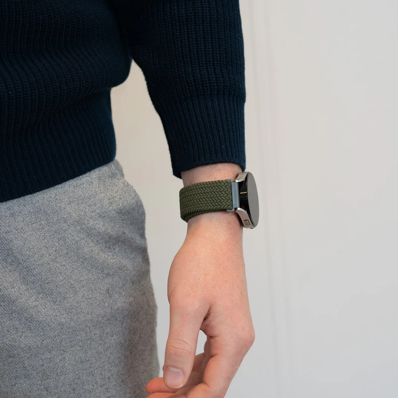 Bandz OnePlus Watch 4 - 47mm Gewebtes Nylonarmband (Olivgrün)