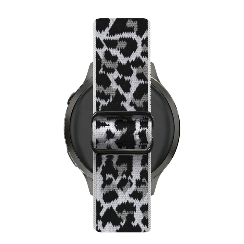 Bandz Amazfit Active 3 Premium Elastisches Nylonband (Weiß-Leopard)