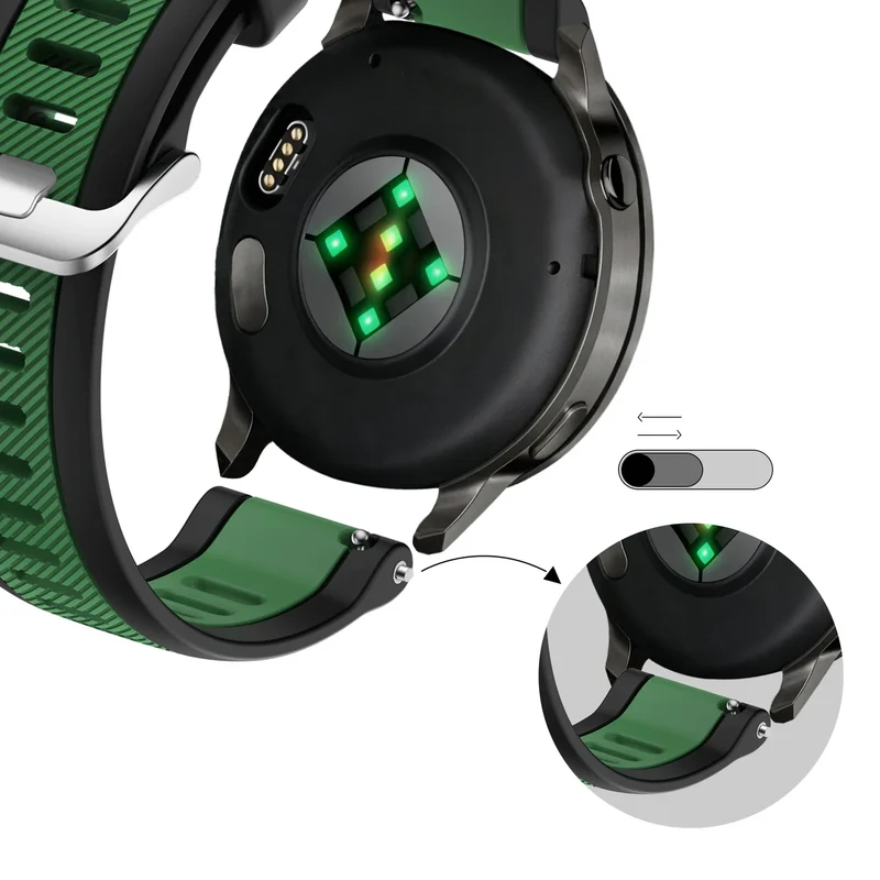 Bandz Garmin Venu 2 Dual Sportarmband mit Schnalle (Schwarz/Grün)