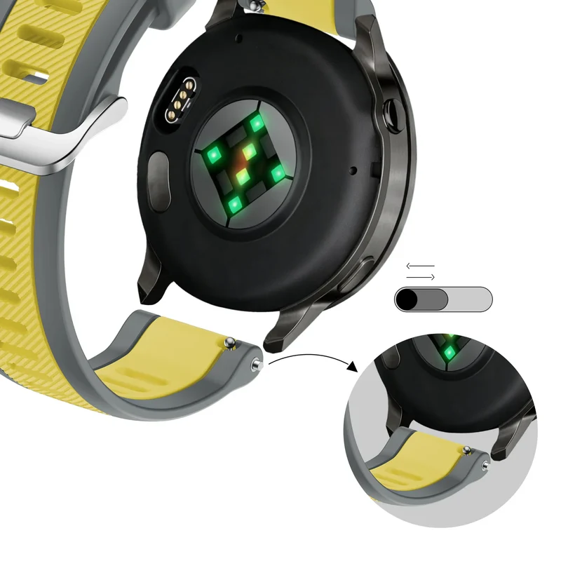 Bandz Garmin Venu 4 - 45mm Dual Sportarmband mit Schnalle (Grau/Gelb)
