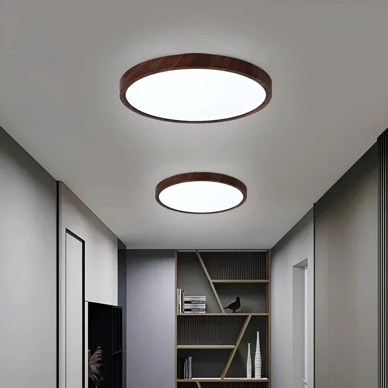 GrainGlow Light – Moderne, ultradünne Holz-Deckenleuchte