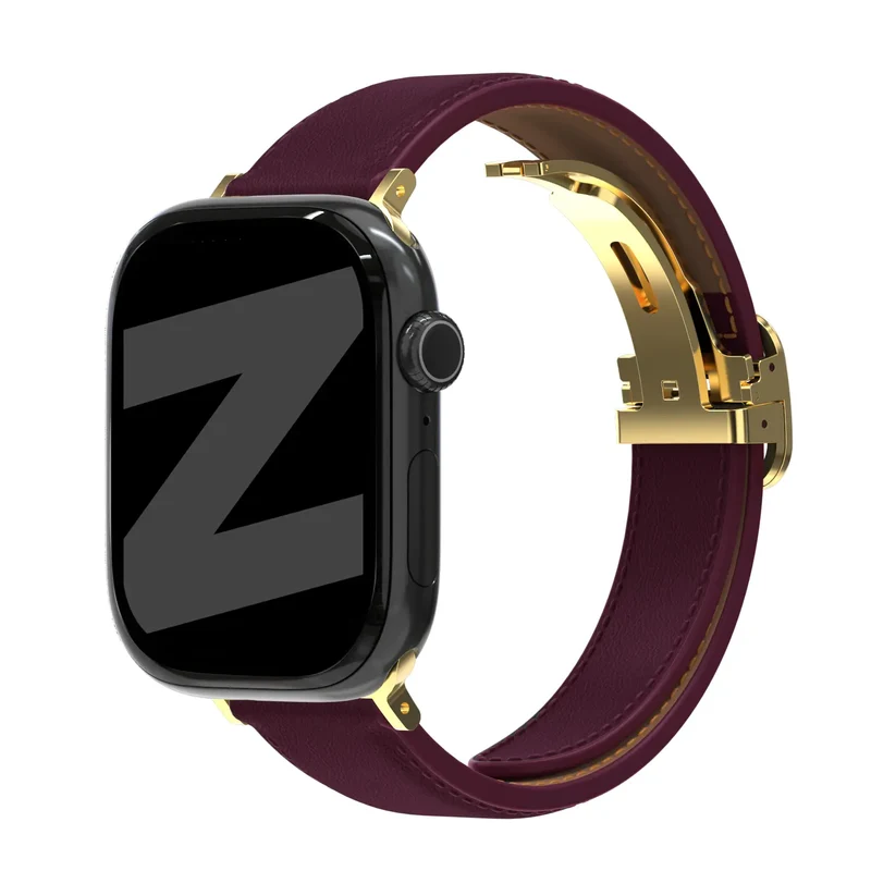 Bandz Apple Watch Lederarmband 'D-Type' (Wrinrot)