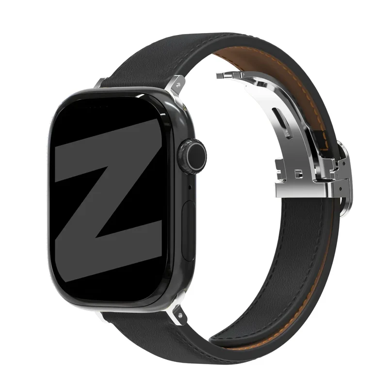 Bandz Apple Watch Lederarmband 'D-Type' (Schwarz)