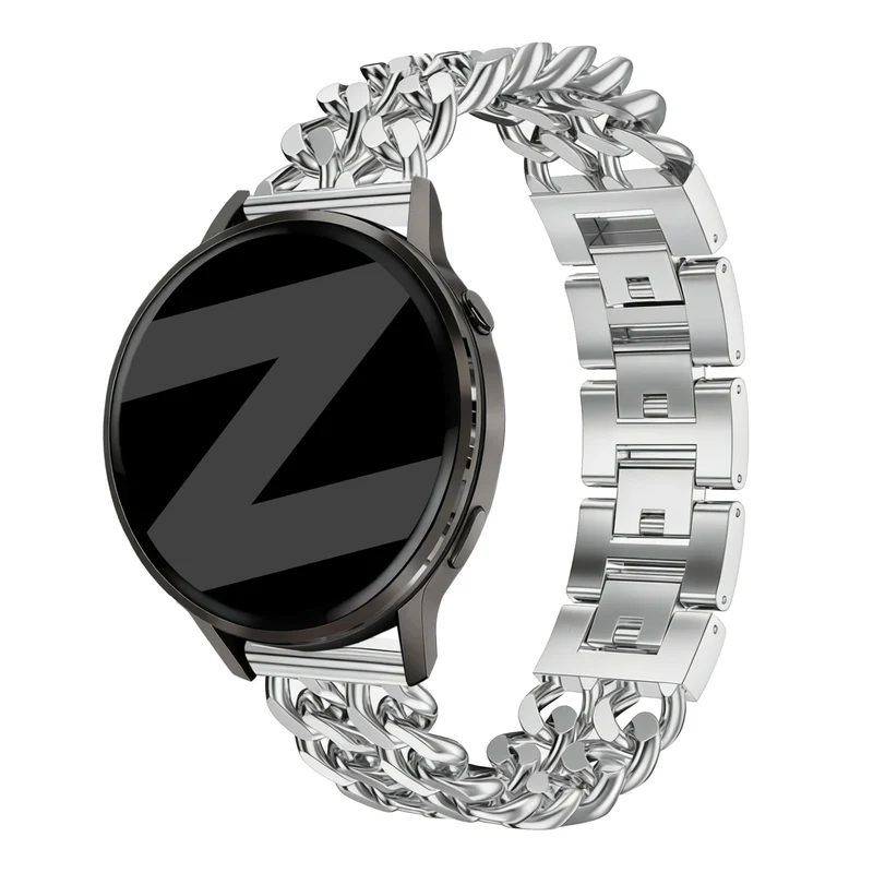 Bandz Universal 20mm Stahlarmband 'Double Chains' (Silber)