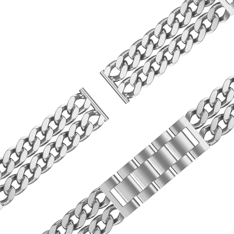 Bandz Garmin Bounce 2 Stahlarmband 'Double Chains' (Silber)