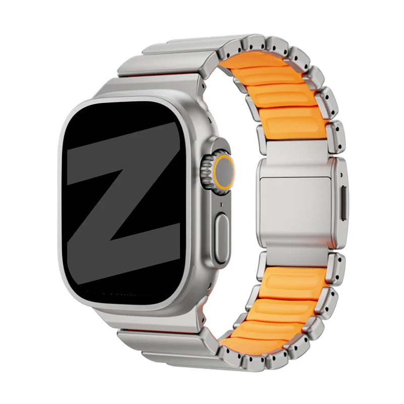 Bandz Apple Watch Titanarmband 'Hybrid' (Titan/Orange)