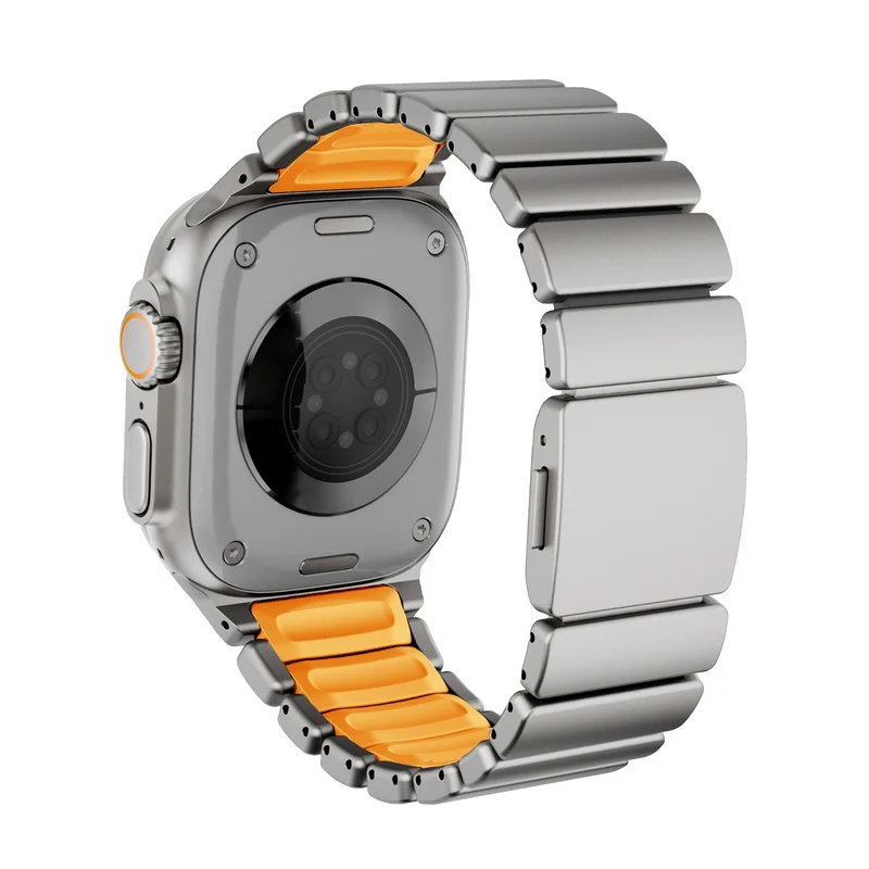 Bandz Apple Watch Titanarmband 'Hybrid' (Titan/Orange)