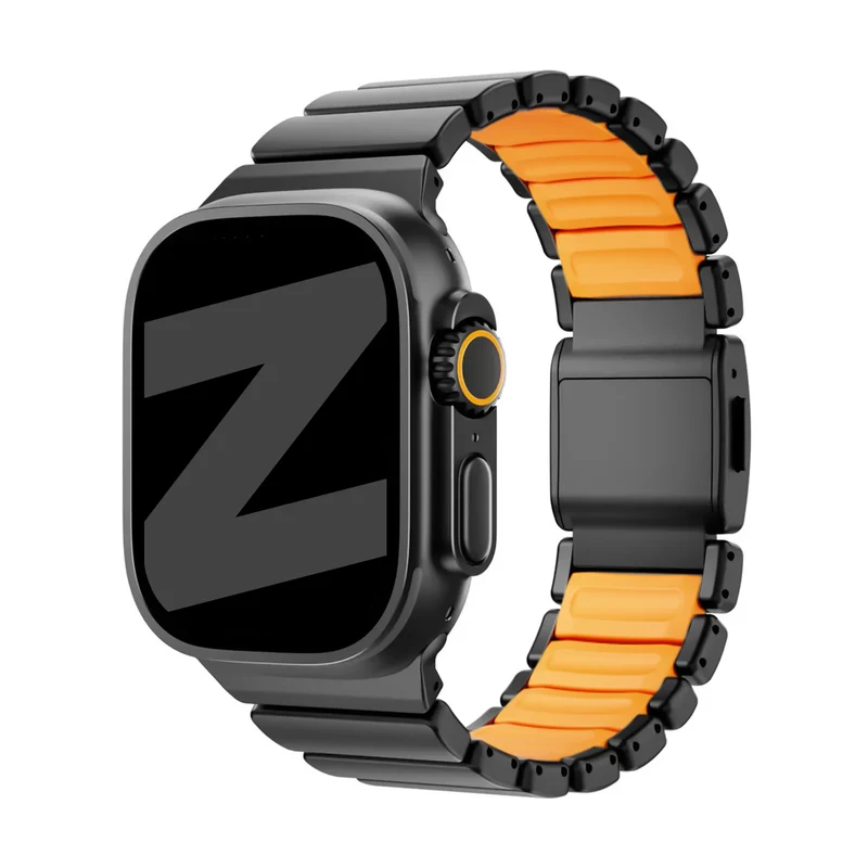 Bandz Apple Watch Titanarmband 'Hybrid' (Schwarz/Orange)