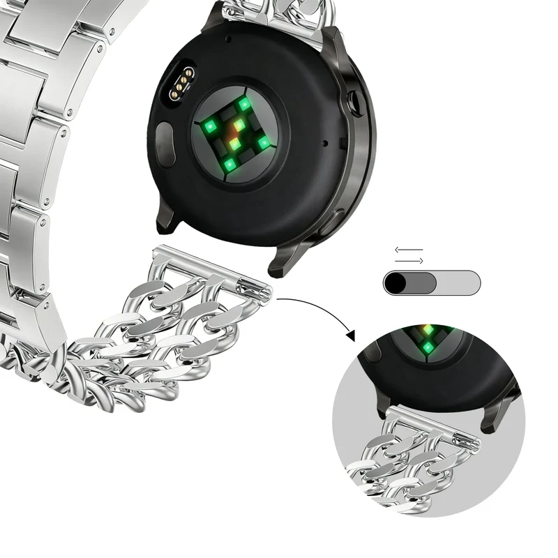 Bandz Garmin Approach S12 Stahlarmband 'Double Chains' (Silber)