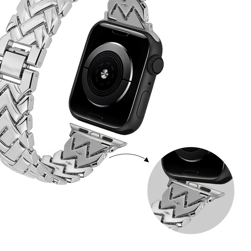 Bandz Apple Watch Metallarmband 'V-Type' (Silber)